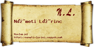 Németi Lőrinc névjegykártya