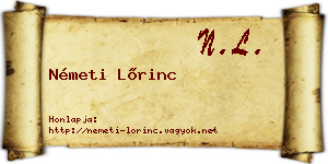 Németi Lőrinc névjegykártya